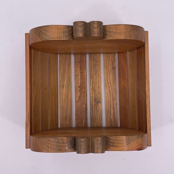 Handmade Decorative Wooden Basket Apple Shaped Storage Box Heart Stem 6 inch - Picture 6 of 11